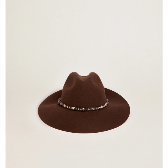Golden Goose Coffee-brown Golden Collection Fedora hat with studded leather - Picture 2 of 6
